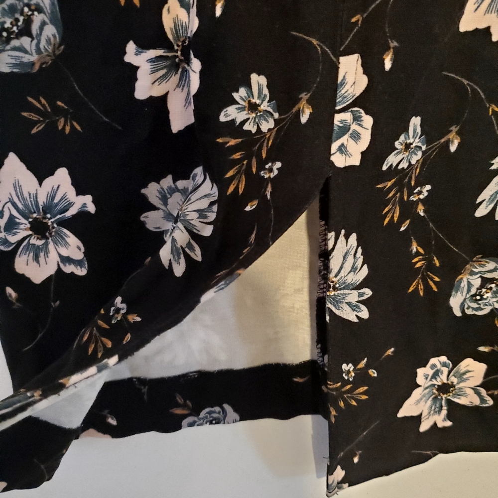 French Connection Zipper Floral Mini Dress Black Slimming Panels Size 6 Women - Picture 14 of 14